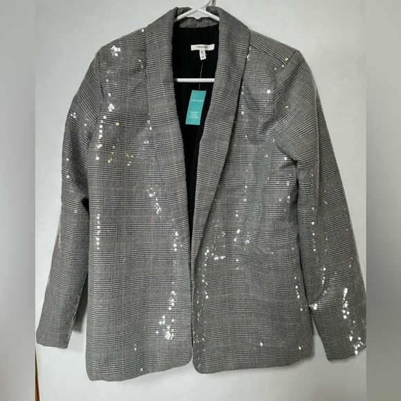 Maurices Jackets & Blazers - Maurices Sequin Shimmer Black/White/Silver Hues Long Sleeve Lined Blazer Size M